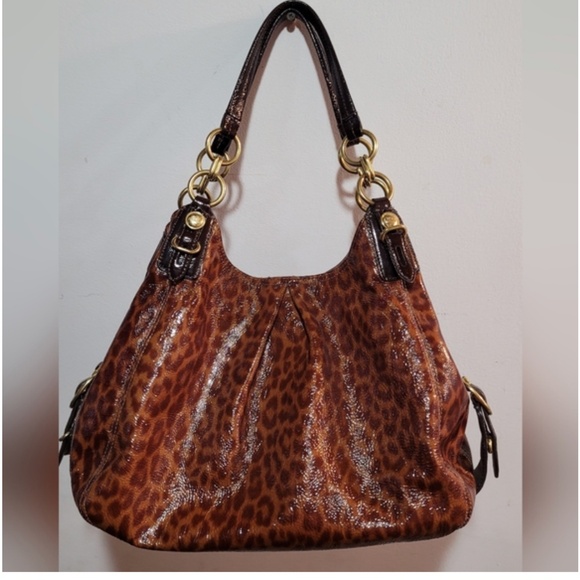 *RARE* Coach Mia Maggie Leather Patent leopard Print Purse - Picture 1 of 7